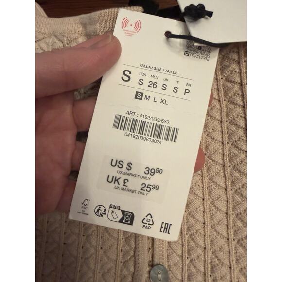 Zara knit corset top Sleeveless Beige Sz Small NWT - Picture 3 of 7